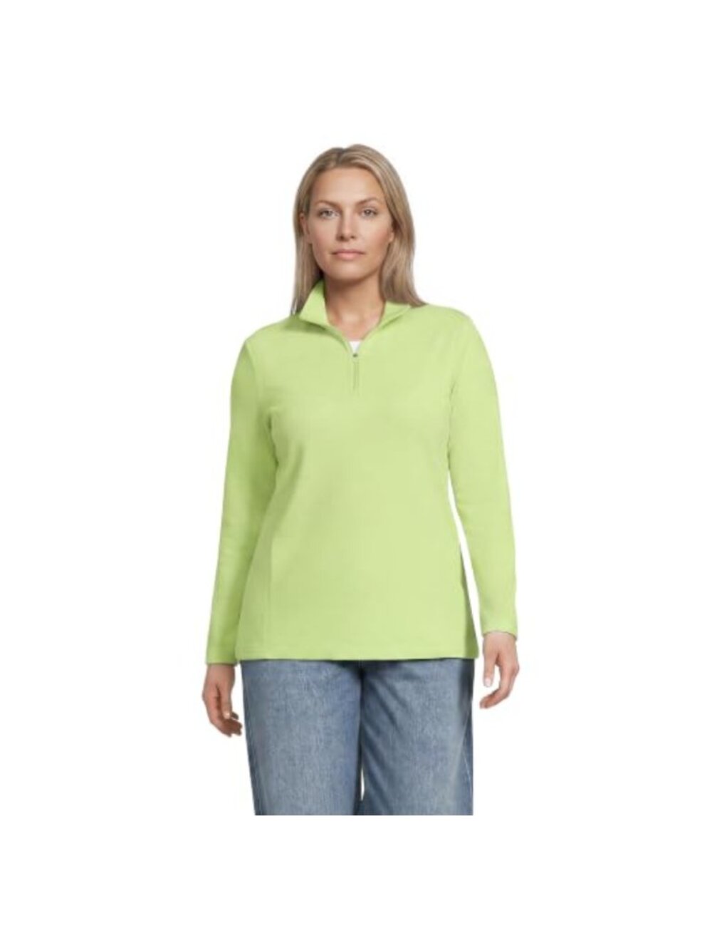 Fleece Quarter Zip Pullover with Collared Neck Long Sleeve